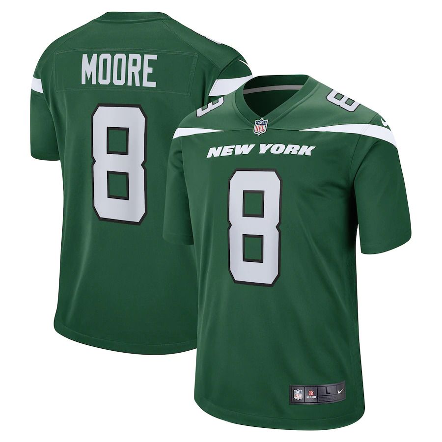 Cheap Men New York Jets 8 Elijah Moore Nike Gotham Green 2021 Draft Pick Player Game NFL Jersey